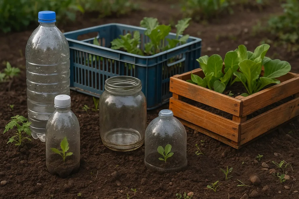 Як використовувати пластикові пляшки, банки й ящики повторно в саду та на городі